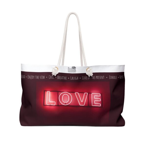 Love More Weekender Bag, Travel Tote, Weekend Getaway Bag, Vacation Accessories, Summer Fun Bag, Stylish Storage Bag