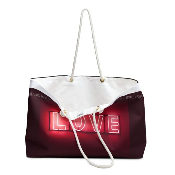 Love More Weekender Bag, Travel Tote, Weekend Getaway Bag, Vacation Accessories, Summer Fun Bag, Stylish Storage Bag