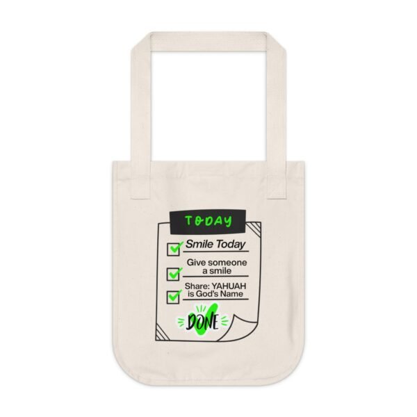 Smile Today Organic Canvas Tote Bag