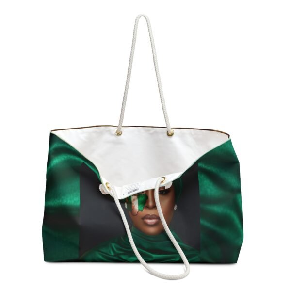 African - Nigerian Woman Portrait Weekender Bag | Green or Gold Hijab Travel Tote