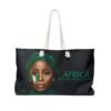 12756287993704412683_2048.jpeg African - Nigerian Woman Portrait Weekender Bag on Black| Green or Gold Hijab Travel Tote