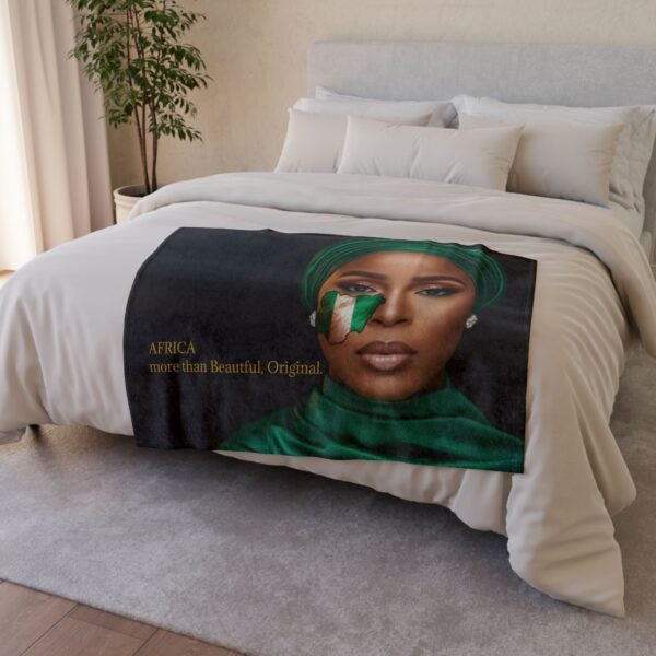 Africa More Than Beautiful Original Blanket | African Woman Portrait, Nigerian Flag Face Paint