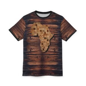 Wood Mosaic Africa T-Shirt – Rustic Africa Map All-Over Print Tee