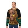 17247685406758093815_2048.jpeg African Queen Face design Hoodie | Gold and Green Satin Effect