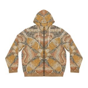 Mosaic Men's Full-Zip Hoodie — Abstract Geometric All-Over Print