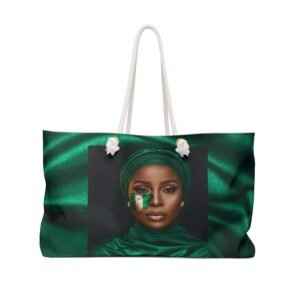 Nigerian Woman Portrait Weekender Bag | Green or Gold Hijab Travel Tote