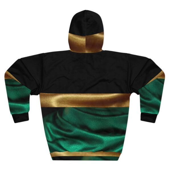 4112770236991687301_2048.jpeg African Queen Face design Hoodie | Gold and Green Satin Effect