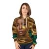 African Queen Face design Hoodie | Gold and Green Satin Effect
