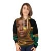 7714078788744454726_2048.jpeg African Queen Face design Hoodie | Gold and Green Satin Effect