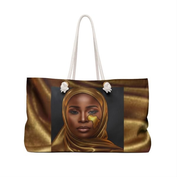 African - Nigerian Woman Portrait Weekender Bag | Green or Gold Hijab Travel Tote