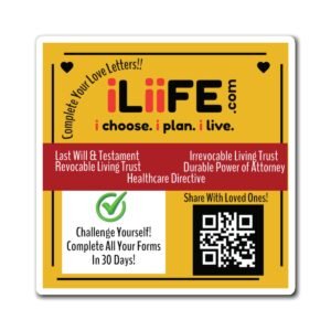 iLiiFE Estate Planning Magnet — Complete Your Will, Trusts & Healthcare Directives (QR Code)