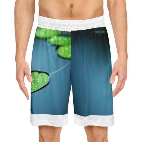 10578570042096496057_2048.jpeg Lily Pad Water Droplet Basketball Shorts – Nature Print AOP