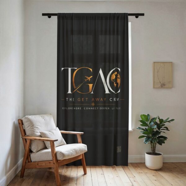 15532193167658072187_2048.jpeg Sheer Window Curtain — 'The Get Away Crew' Travel Logo Black Sheer Curtain