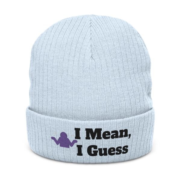 Embroidered 'I Mean, I Guess' Ribbed Knit Beanie
