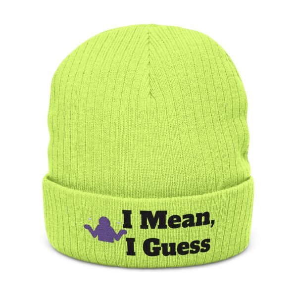 Embroidered 'I Mean, I Guess' Ribbed Knit Beanie