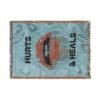 Hurts & Heals Woven Blanket — Retro Lip Art Throw for Emotional Comfort