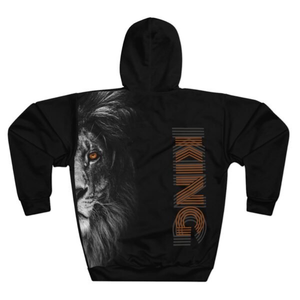 17358840915600374997_2048.jpeg Lion King Hoodie — Black Graphic Pullover with 'KING' Text