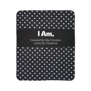 I Am. Polka Dot Sherpa Blanket — "Created by the Creator, worn by Creation" Inspirational Throw