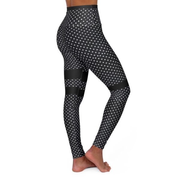 High-Waist Black Polka Dot Yoga Leggings — Stretchy AOP Activewear