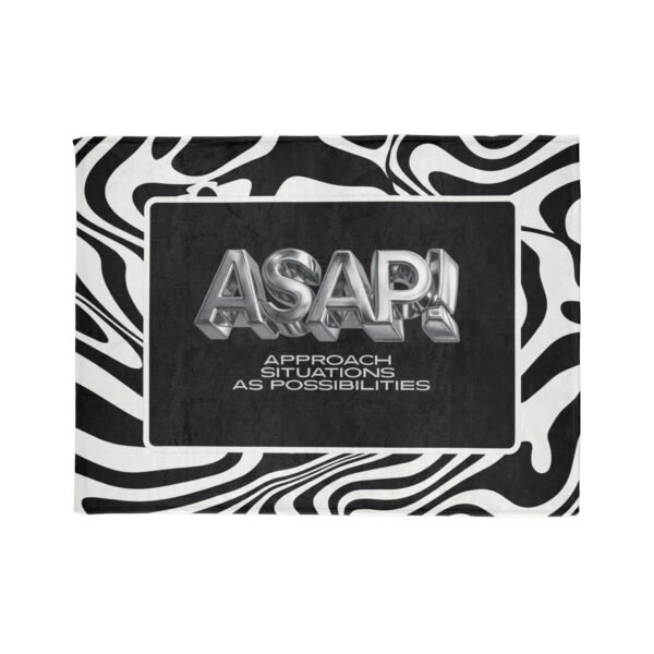 ASAP! Chrome Text Zebra Stripe Blanket — Soft Polyester Cozy Throw