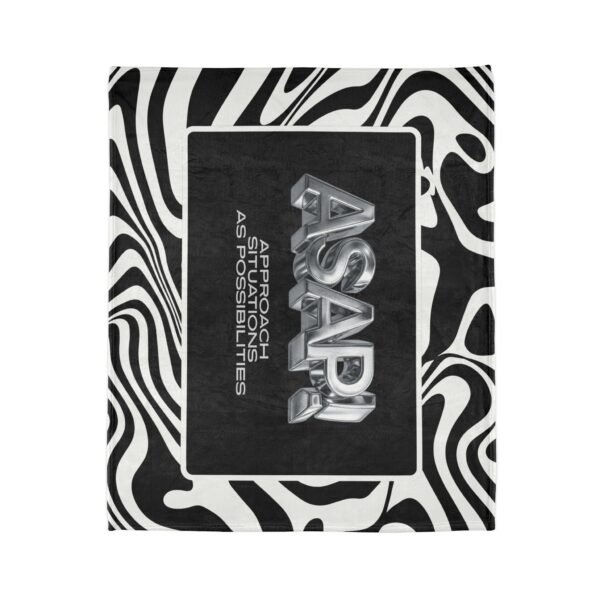 ASAP! Chrome Text Zebra Stripe Blanket — Soft Polyester Cozy Throw