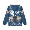 Butterfly Print Windbreaker Jacket — Blue AOP Lightweight Hooded Shell
