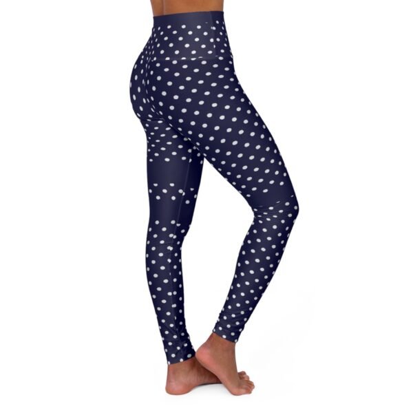 Polka Dot High-Waist Yoga Leggings — Navy “I Am” All-Over Print