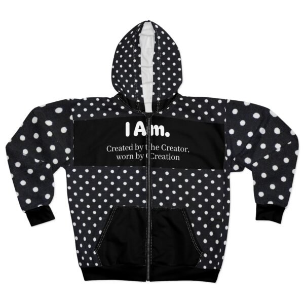 14534061615950635694_2048-1.jpeg I Am Polka Dot Zip Hoodie — "I Am. Created by the Creator, worn by Creation" Inspirational Full-Zip Hoodie