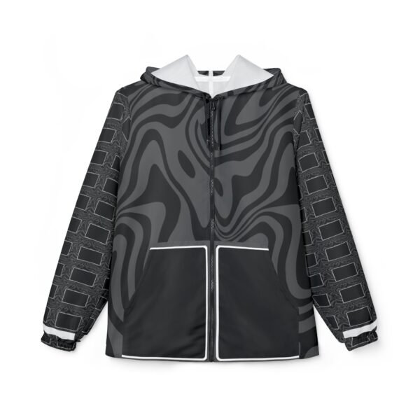 15072982641467749639_2048.jpeg ASAP Metallic Logo Windbreaker Jacket — Black Swirl AOP Hooded Shell