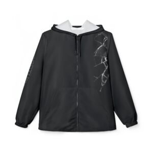 Broken Glass Windbreaker Jacket — "Fractured-Not Broken" Black Shattered Mirror Shell