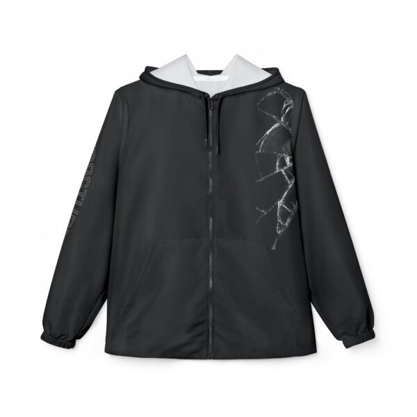 Broken Glass Windbreaker Jacket — "Fractured-Not Broken" Black Shattered Mirror Shell