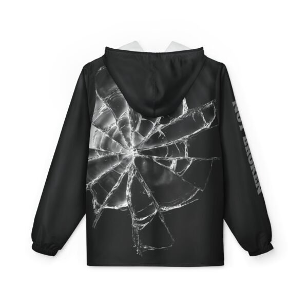 Broken Glass Windbreaker Jacket — "Fractured-Not Broken" Black Shattered Mirror Shell