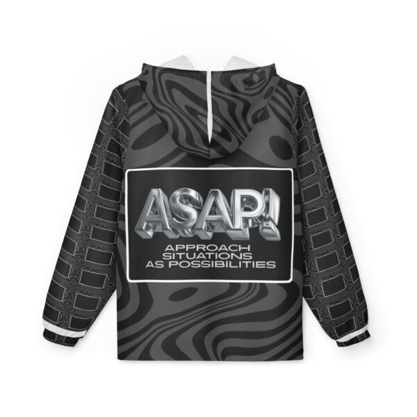 15849765419955340942_2048.jpeg ASAP Metallic Logo Windbreaker Jacket — Black Swirl AOP Hooded Shell