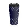 Polka Dot Stainless Steel Travel Mug — ’I Am’ Navy Insulated Tumbler. Created by The Creator