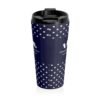 Polka Dot Stainless Steel Travel Mug — ’I Am’ Navy Insulated Tumbler. Created by The Creator