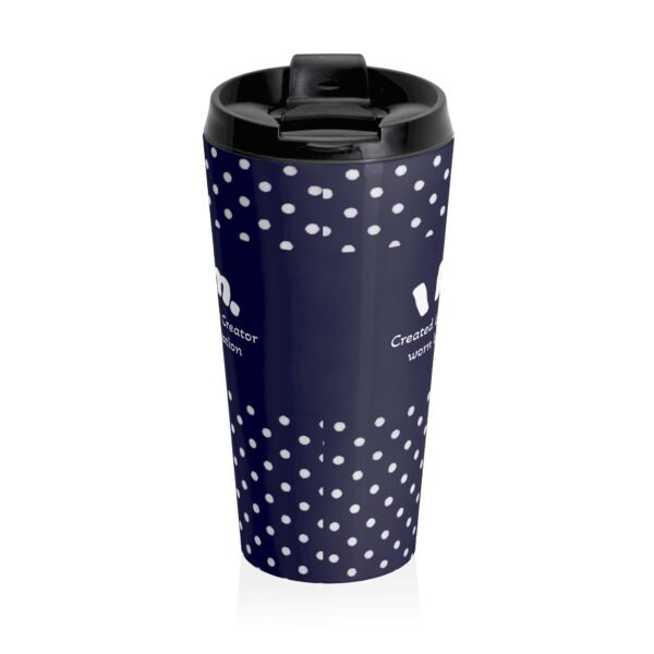 Polka Dot Stainless Steel Travel Mug — ’I Am’ Navy Insulated Tumbler. Created by The Creator