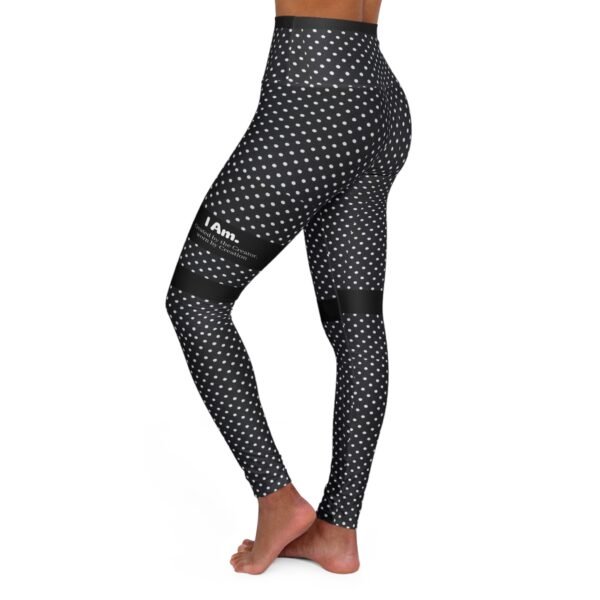 High-Waist Black Polka Dot Yoga Leggings — Stretchy AOP Activewear