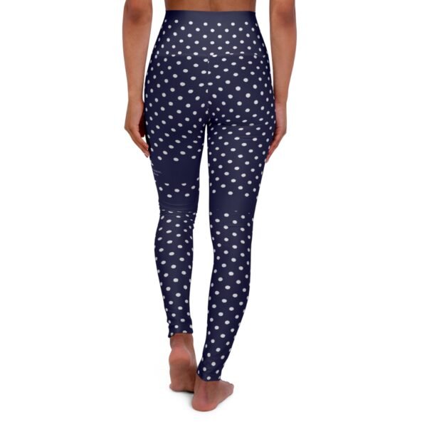 Polka Dot High-Waist Yoga Leggings — Navy “I Am” All-Over Print
