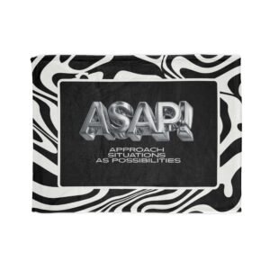 ASAP! Chrome Text Zebra Stripe Blanket — Soft Polyester Cozy Throw