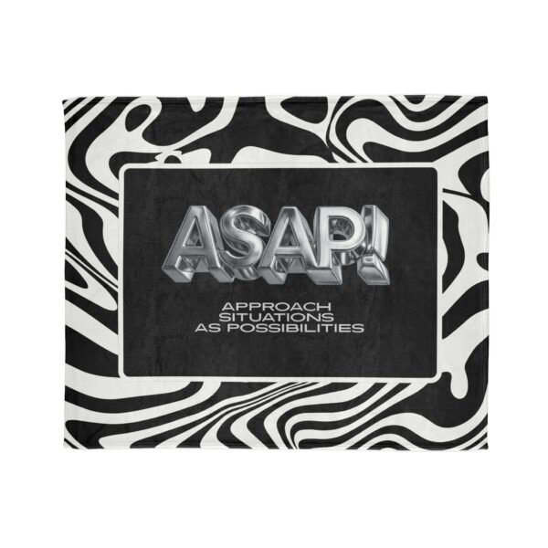 ASAP! Chrome Text Zebra Stripe Blanket — Soft Polyester Cozy Throw