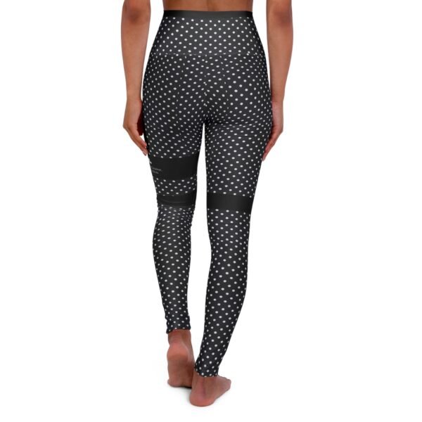 High-Waist Black Polka Dot Yoga Leggings — Stretchy AOP Activewear