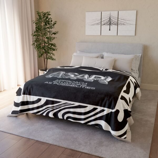 ASAP! Chrome Text Zebra Stripe Blanket — Soft Polyester Cozy Throw