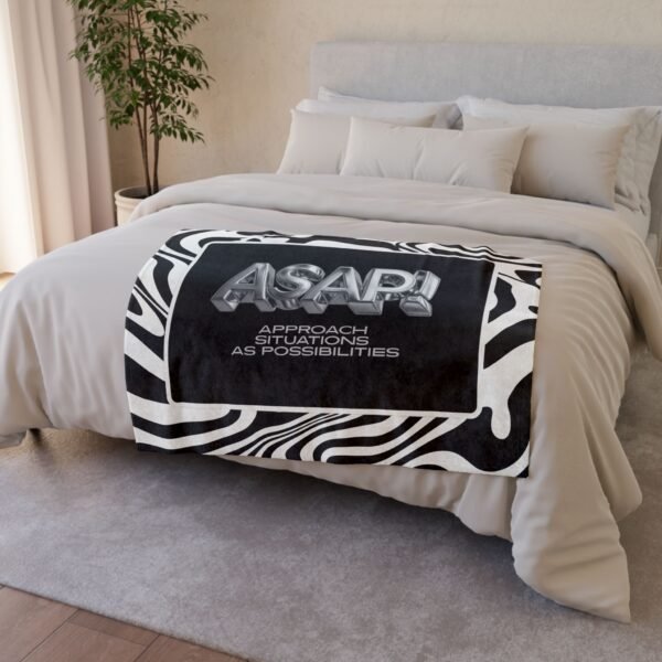 ASAP! Chrome Text Zebra Stripe Blanket — Soft Polyester Cozy Throw