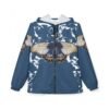 Butterfly Print Windbreaker Jacket — Blue AOP Lightweight Hooded Shell