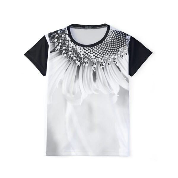 509022852069348501_2048.jpeg Sunflower Close-Up Women's Sports Jersey — Monochrome Floral Athletic Tee