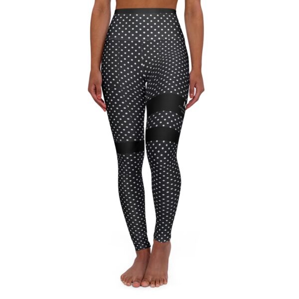 High-Waist Black Polka Dot Yoga Leggings — Stretchy AOP Activewear