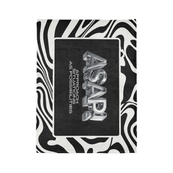 ASAP! Chrome Text Zebra Stripe Blanket — Soft Polyester Cozy Throw