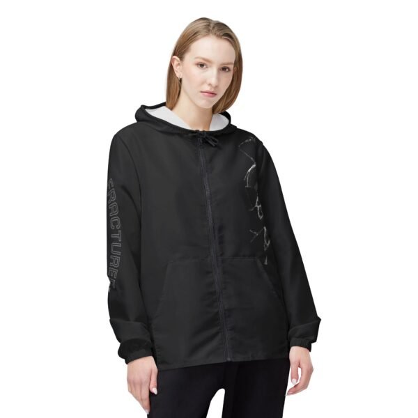 Broken Glass Windbreaker Jacket — "Fractured-Not Broken" Black Shattered Mirror Shell