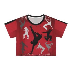 Breakdance Silhouette Crop Tee — Red Street Dance Graphic