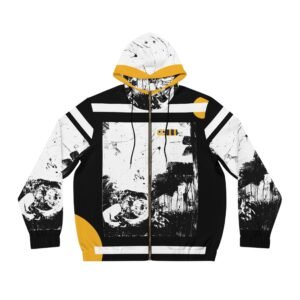 Bee Cool Distressed Graphic Zip-Up Hoodie